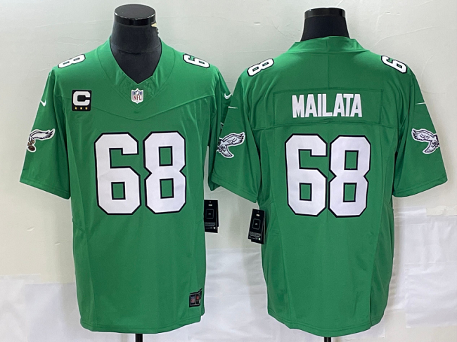 Men's Philadelphia Eagles #68 Jordan Mailata Green 2023 F.U.S.E. With C Patch Vapor Untouchable Stitched Football Jersey